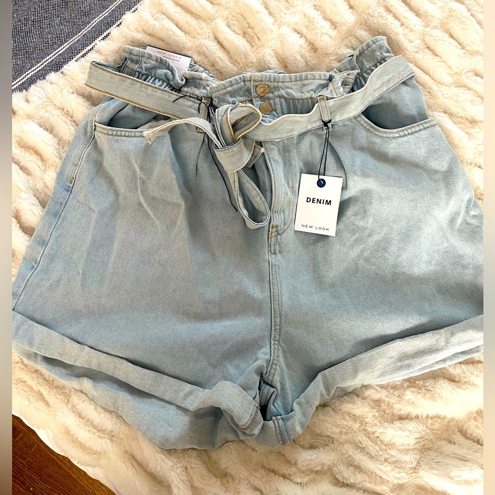 NWT ASOS Denim Paperbag Waist Shorts US 14